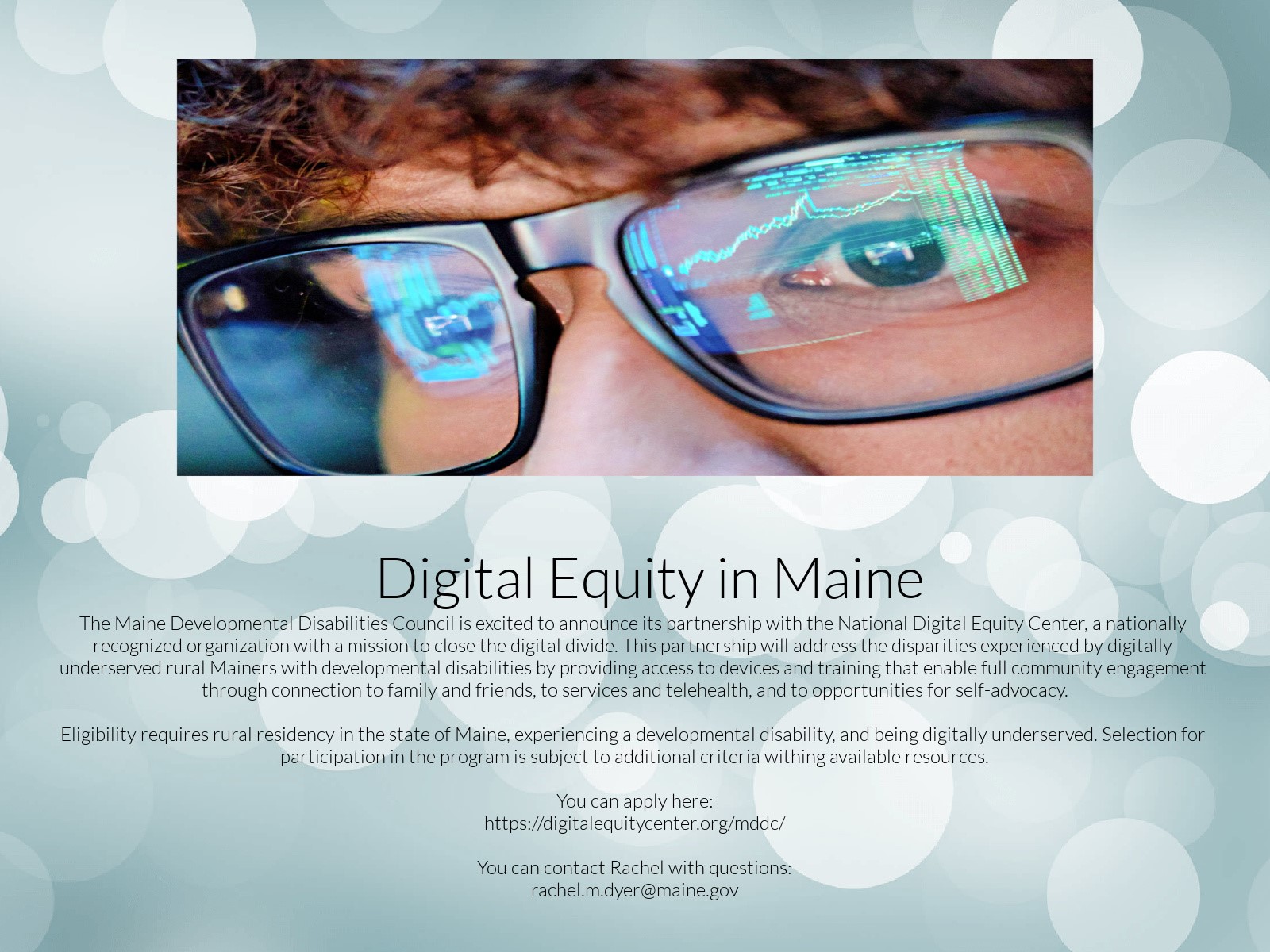 Digital Equity in Maine with background
